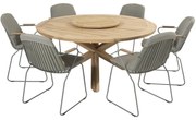 Veneto Prado dining tuinset 160 cm rond 7 delig olive teak 4 Seasons Outdoor