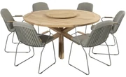Veneto Prado dining tuinset 160 cm rond 7 delig olive teak 4 Seasons Outdoor