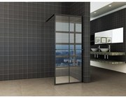 Wiesbaden Maaz inloopdouche met raster en handdoekhouder 1200 x 2000 x 10 mm helder glas/mat zwart 20.3962