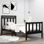 vidaXL Bedframe massief hout zwart 75x190 cm 2FT6 Small Single