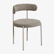 Set Van 2 Brim Bouclé Stoffen Eetkamerstoelen Lichtbeige & Bouclé Bruin - Tarwe - Sklum