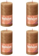 Bolsius Stompkaarsen Shine 4 st rustiek 130x68 mm spice brown