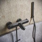 Saniclear Iron Curved thermostatische opbouw badkraan met handdouche verouderd ijzer - gunmetal