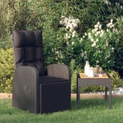 vidaXL Tuinstoel verstelbaar met kussen poly rattan zwart