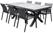 Nancy New Delhi dining tuinset uitschuifbaar 204-264x103xH74,5 cm 7 delig  aluminium