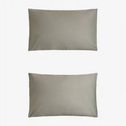Set Van 2 Sampras Satijnen Kussenslopen Met Een Draaddichtheid Van 300 Groen – Khaki & 50 X 75 Cm - Sklum