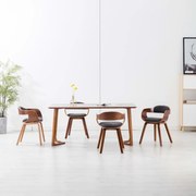 vidaXL Eetkamerstoelen 4 st stof en gebogen hout donkergrijs