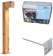 Buitenlamp aluminium met hout print met grondpin en kabelmof 65cm IP44 - Baleno