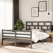 vidaXL Bedframe massief hout grijs 150x200 cm 5FT King Size