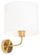 Klassieke wandlamp goud stoffen kap wit - Cas Klassiek / Antiek E27 rond Binnenverlichting Lamp