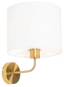 Klassieke wandlamp goud stoffen kap wit - Cas Klassiek / Antiek E27 rond Binnenverlichting Lamp