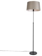 Vloerlamp zwart met taupe linnen kap 45 cm verstelbaar - Parte