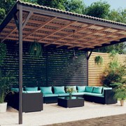 vidaXL 11-delige Loungeset met kussens poly rattan zwart