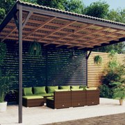 vidaXL 10-delige Loungeset met kussens poly rattan bruin