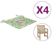 vidaXL Tuinstoelkussens 4 st bladpatroon 50x50x3 cm stof