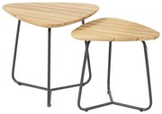 Verdi set van 2 lounge tuintafels driehoekig aluminium teak