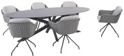 4 Seasons Outdoor Focus dining set silver grey met Privada tafel ellips HPL blad slate anthracite 240 cm  Tuinset    houtkleur weerbestendig