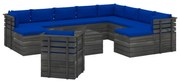 vidaXL 12-delige Loungeset pallet met kussens massief grenenhout