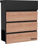 Practo Garden brievenbus - Cannes - mat-zwart met houtlook - 41x37x13cm