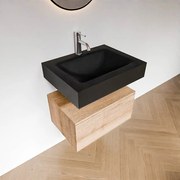 Zaro Alan badmeubel 60cm washed oak 1 lade met vrijhangende wastafel cloud midden 1 kraangat urban