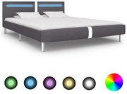 vidaXL Bedframe met LED kunstleer grijs 180x200 cm