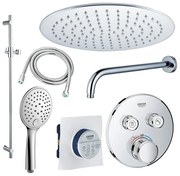 Grohe - Adema Rise Regendoucheset - Inbouw - 2 functies - met Adema Rise hoofddouche 30cm - ronde handdouche - wandarm - glijstang 90 cm - Grohe Grohtherm inbouwthermostaat - chroom sw105953 SW104917  SW696252 SW496814 SW767373 SW76