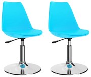 vidaXL Eetkamerstoelen 2 st draaibaar kunstleer blauw