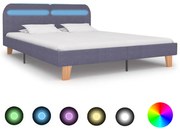 vidaXL Bedframe met LED stof lichtgrijs 160x200 cm