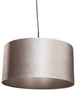 Hanglamp zwart met velours kap taupe 50cm - Combi 1