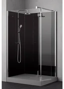 Nemo Stock Vidrio complete inloopdouche - 120x90x195cm - met zijwand 37cm - met garnituur - achterwand zwart - douchebak grijs - chroom RNAA12090H2-H
