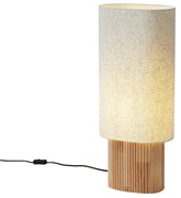 Japandi tafellamp hout met linnen kap 70cm - Lamel