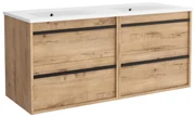 Muebles Resh badkamermeubel eiken 120cm met witte wastafel zonder kraangaten