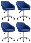 vidaXL Eetkamerstoelen draaibaar 4 st stof blauw