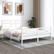 vidaXL Bedframe massief hout wit 180x200 cm 6FT Super King