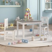 vidaXL 3-delige Kindertafel- en stoelenset MDF wit en grijs