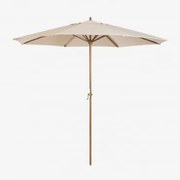 Parasol Ø290 Cm Van Stof En Hout Cretas Naakt Beige - Sklum