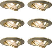 Set van 6 ronde inbouwspots kantelbaar goud - Edu