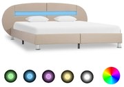 vidaXL Bedframe met LED kunstleer cappuccino 180x200 cm