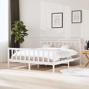 vidaXL Bedframe massief grenenhout wit 160x200 cm