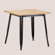 Square Kitchen Table 80x80 Cm In Wood And Steel Lix Natuurlijk Hout - Zwart - Sklum