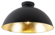 Plafondlamp zwart met goud 42 cm verstelbaar - Magnax Industriele / Industrie / Industrial E27 rond Binnenverlichting Lamp