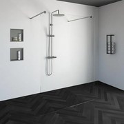 BRAUER Create Inloopdouche - vrijstaand 140x200cm - profielloos - antikalk - 8mm veiligheidsglas - geborsteld RVS 4JC7-140g