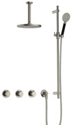 Hotbath Cobber X IBSX70 inbouwdouche met ronde handdouche, 15cm plafondbuis en glijstang geborsteld nikkel