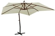 vidaXL Zweefparasol met houten paal 300 cm zandwit