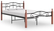 vidaXL Bedframe metaal en massief eikenhout zwart 120x200 cm