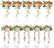 VEVOR Set van 10 vierkante bloemenkrukken 20 x 20 x 60 cm Bloemenstandaard Acryl bijzettafel Moderne bloemenzuil Acryl laminaat plantenkruk Plantenstandaard Metalen standaard voor decoratie van bars Hotels Cafés