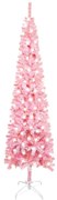 vidaXL Kerstboom met LED's smal 180 cm roze