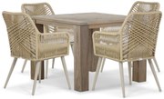 Tuinset 4 personen 100 cm Aluminium/wicker Taupe Coco Vedra/Brighton