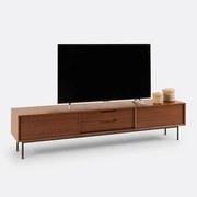 Tv-meubel, 2 deuren en 2 lades, notenhoutfineer, NOYETO