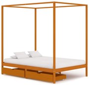 vidaXL Hemelbedframe met 2 lades massief grenenhout 140x200 cm